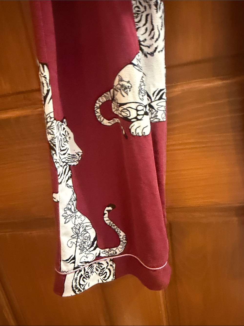 Women’s tall Burgundy Tiger Print Pajama Set - Picture 5 of 6
